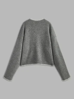 Online V-Neck Contrast Trim Knit Top Sweater Tops|Sweaters & Cardigans