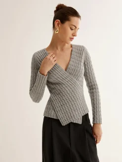 Online V-Neck Criss Cross Knit Top Sweater Tops|Sweaters & Cardigans
