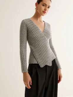 Online V-Neck Criss Cross Knit Top Sweater Tops|Sweaters & Cardigans