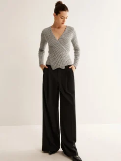 Online V-Neck Criss Cross Knit Top Sweater Tops|Sweaters & Cardigans