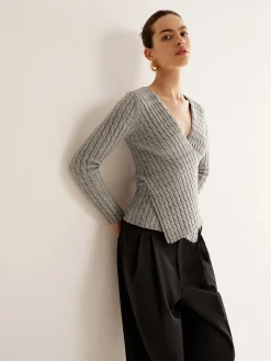 Online V-Neck Criss Cross Knit Top Sweater Tops|Sweaters & Cardigans
