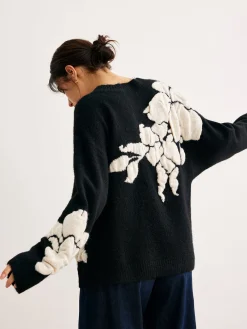 Best V-Neck Knit-Floral Shift Sweater Sweater Tops|Sweaters & Cardigans