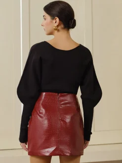 Sale V-Neck Leg-Of Mutton Sleeve Sweater Sweater Tops|Sweaters & Cardigans