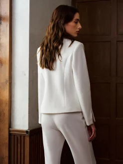 Online V-Neck Metal Button Petite Blazer Blazers|Outerwear