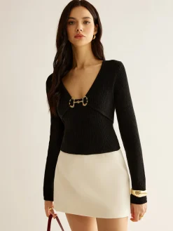Outlet V-Neck Metal Detail Sweater Sweater Tops|Sweaters & Cardigans