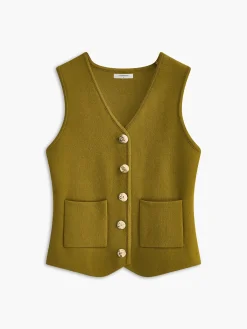 Discount V-Neck Metal-Breasted Jersey Vest Vests|Outerwear