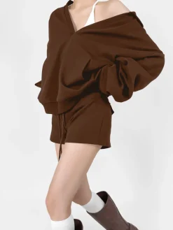 Best V-Neck Oversized-Pocket Hoodie Sweatshirts & Hoodies|Tops