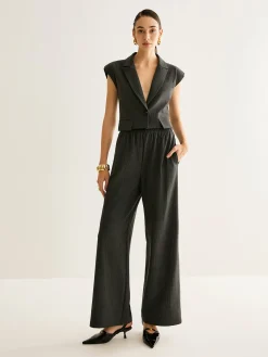 Clearance V-Neck Pinstripe Button Vest Outerwear|Vests