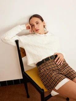Outlet V-Neck Plain Cable Sweater Sweater Tops|Sweaters & Cardigans
