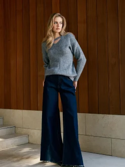 New V-Neck Plain Pullover Sweater Sweater Tops|Sweaters & Cardigans