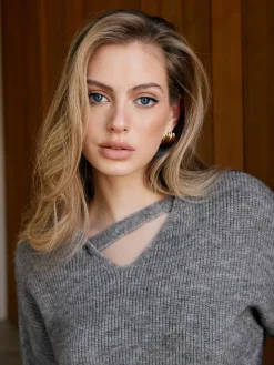 Clearance V-Neck Plain Pullover Sweater Sweater Tops|Sweaters & Cardigans