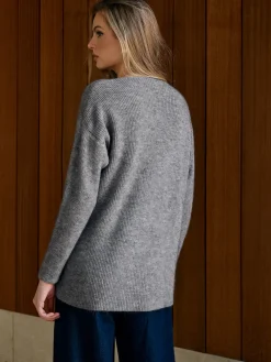 Clearance V-Neck Plain Pullover Sweater Sweater Tops|Sweaters & Cardigans