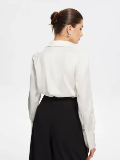 Hot V-Neck Pleated Long Sleeve Blouse Blouses & Shirts|Tops