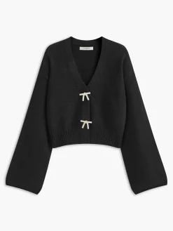 Best V-Neck Rhinestone-Bow Cardigan Cardigans|Sweaters & Cardigans