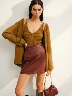 Sale V-Neck Ribbed Sweater Co-ords Sweater Tops|Sweaters & Cardigans