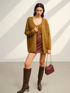 Sale V-Neck Ribbed Sweater Co-ords Sweater Tops|Sweaters & Cardigans