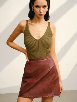 Hot V-Neck Ribbed Sweater Co-ords Sweater Tops|Sweaters & Cardigans