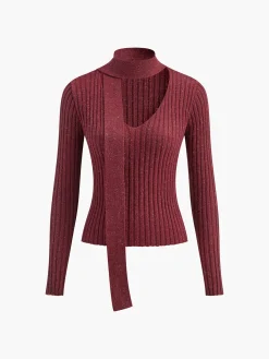 Sale V-Neck Ribbon Sweater Sweater Tops|Sweaters & Cardigans
