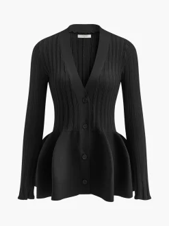 Online V-Neck Ruffle Button Cardigan Knitwear|Tops