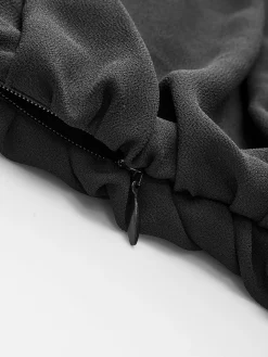 Clearance V-Neck Ruffle Pleated Chiffon Dress Black Dresses|Casual Dresses