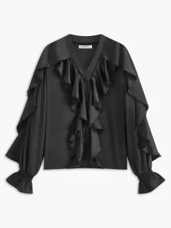 Online V-Neck Ruffle Thin Blouse Blouses & Shirts|Tops