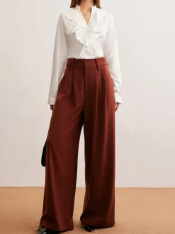 Outlet V-Neck Ruffle Thin Shirt Blouses & Shirts|Tops