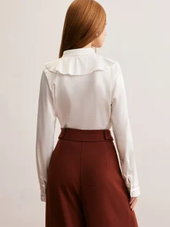 Outlet V-Neck Ruffle Thin Shirt Blouses & Shirts|Tops