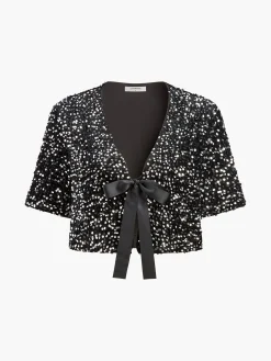Outlet V-Neck Sequins Bow Blouse Blouses & Shirts|Tops