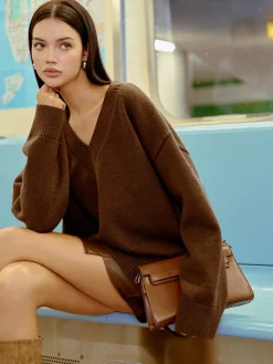 Clearance V-Neck Shift Sweater Sweater Tops|Sweaters & Cardigans
