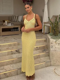 Best V-Neck Spaghetti Strap Sweater Long Dress Sweater Dresses|Vacation Dresses