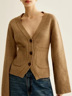 Clearance V-Neck Split Button Cardigan Cardigans|Sweaters & Cardigans