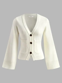 Clearance V-Neck Split Button Cardigan Cardigans|Sweaters & Cardigans