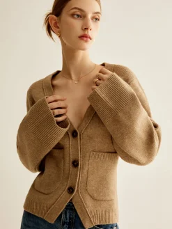 Clearance V-Neck Split Button Cardigan Cardigans|Sweaters & Cardigans