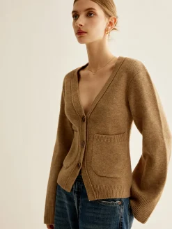 Clearance V-Neck Split Button Cardigan Cardigans|Sweaters & Cardigans