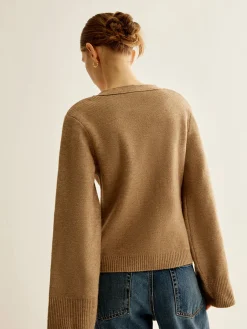 Clearance V-Neck Split Button Cardigan Cardigans|Sweaters & Cardigans