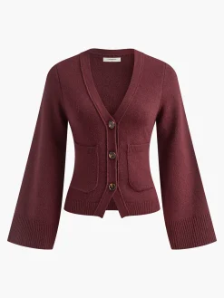 Clearance V-Neck Split Button Cardigan Cardigans|Sweaters & Cardigans