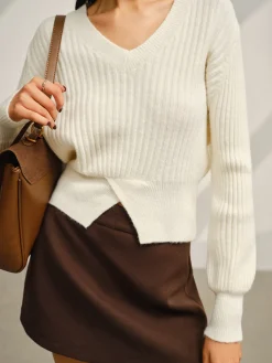 Sale V-Neck Split Short Sweater Sweater Tops|Sweaters & Cardigans
