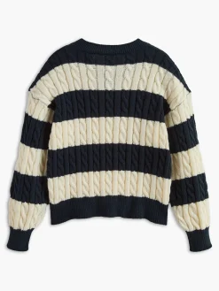 Sale V-Neck Striped Cable Sweater Sweater Tops|Sweaters & Cardigans