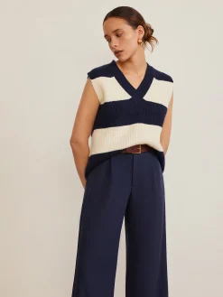Online V-Neck Striped Sweater Vest Sweater Vests|Sweaters & Cardigans