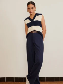 Online V-Neck Striped Sweater Vest Sweater Vests|Sweaters & Cardigans