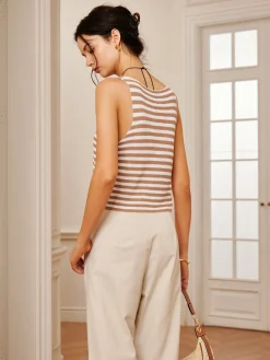 Online V-Neck Striped Sweater Vest Sweater Vests|Sweaters & Cardigans