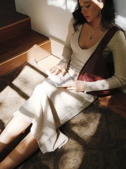 Clearance V-Neck Twist Crochet Dress Casual Dresses|Work Dresses
