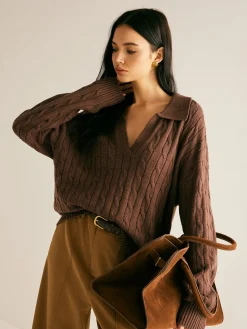 Discount V-Neck Twist Lapel Sweater Sweater Tops|Sweaters & Cardigans