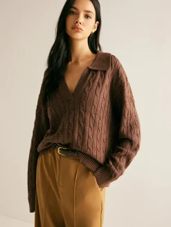 Discount V-Neck Twist Lapel Sweater Sweater Tops|Sweaters & Cardigans