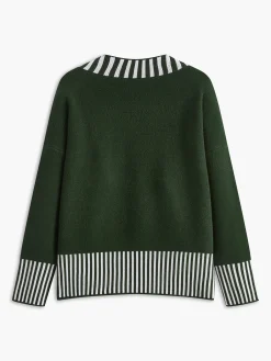 Sale V-Neck Two-Tone Striped Sweater Sweater Tops|Sweaters & Cardigans