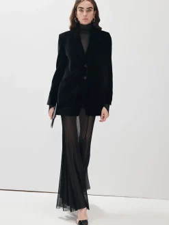 New V-Neck Velvet Button Blazer Outerwear|Blazers