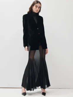 New V-Neck Velvet Button Blazer Outerwear|Blazers