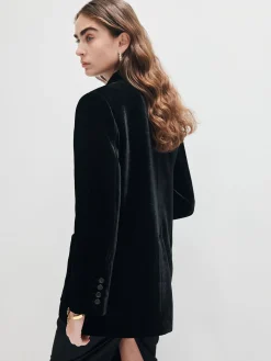 New V-Neck Velvet Button Blazer Outerwear|Blazers