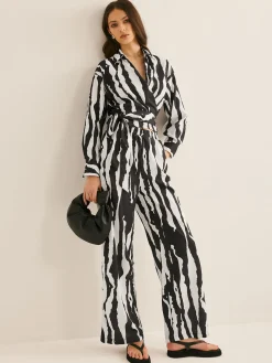 Hot V-Neck Zebra Printed Pants Set Pants Sets|Matching Sets