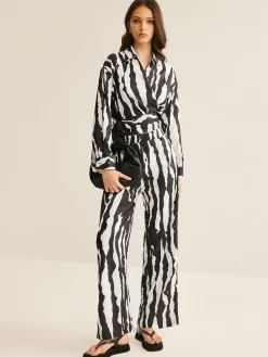 Hot V-Neck Zebra Printed Pants Set Pants Sets|Matching Sets